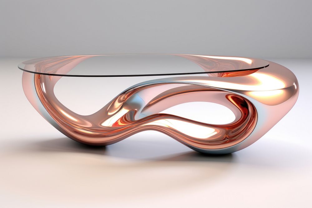 3d render of a table in surreal abstract style furniture glass elegance.