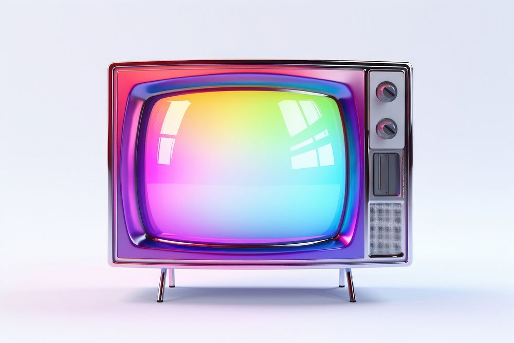 3d render of a television in surreal abstract style screen white background broadcasting.