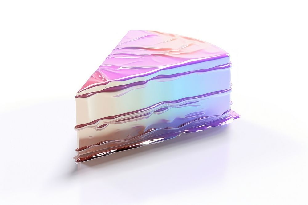 3D render cake iridescent dessert food white background.