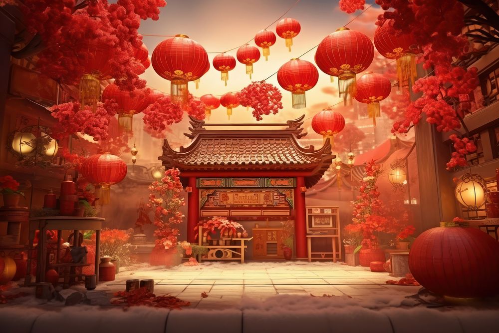 Chinese new year celebration festive festival architecture illuminated.