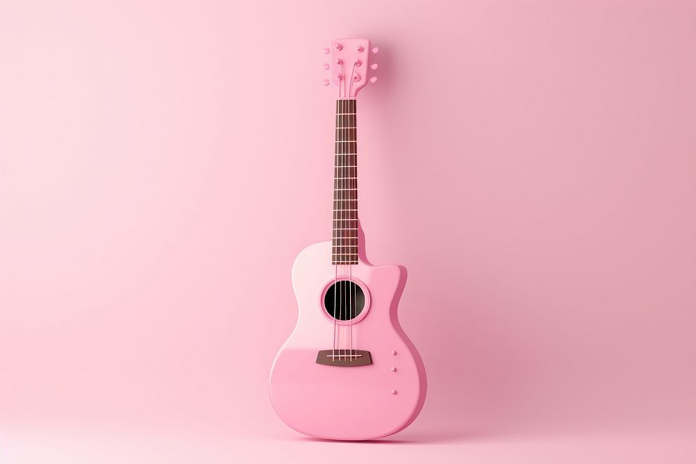 3d render icon of minimal cute pastel guitar performance string purple.