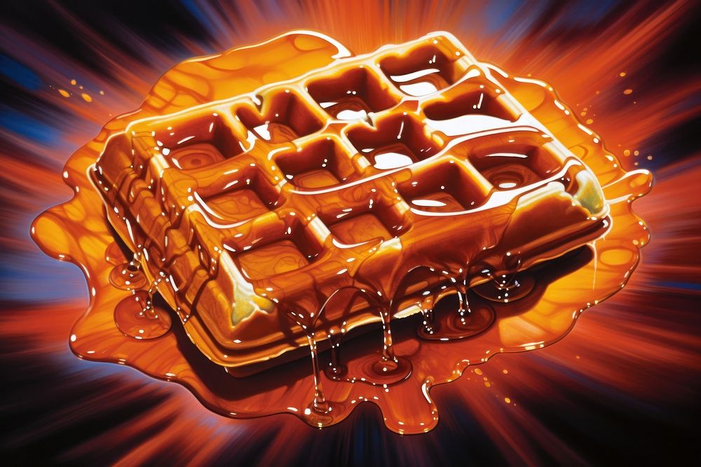 Waffle with syrup food confectionery technology.