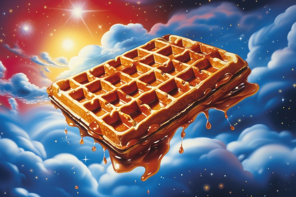 Waffle with toffee food confectionery invertebrate.