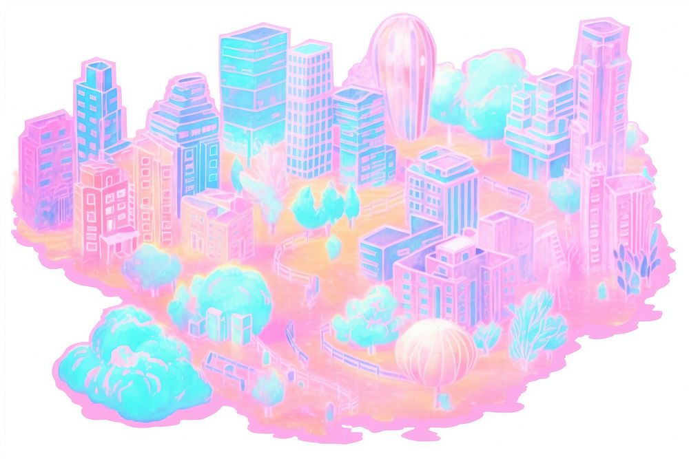 Crayon texture illustration of a canady city architecture illuminated creativity.