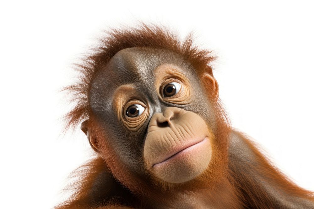 Ape looking confused orangutan wildlife monkey.