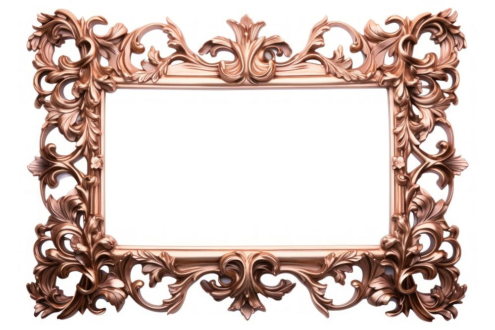 Muted color art nouveau rectangle frame white background.