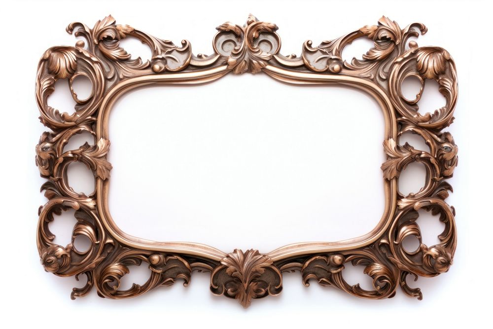 Modern art nouveau rectangle frame white background.