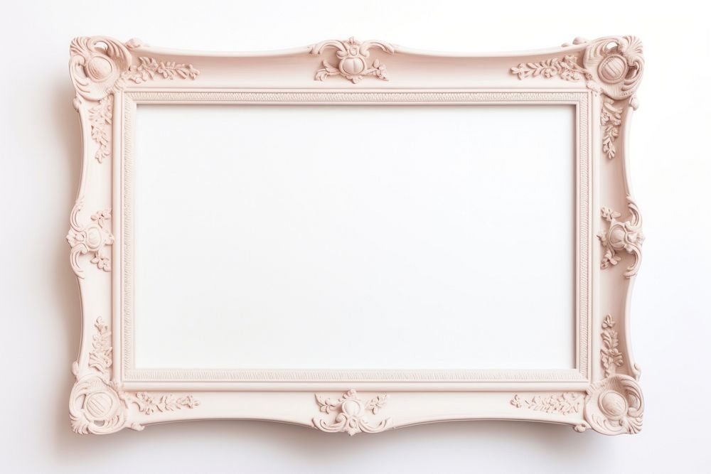 Beige rectangle frame white.