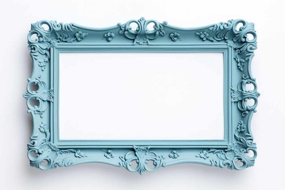 Blue rectangle frame white background.
