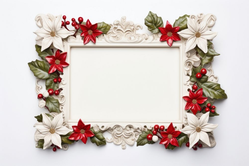 Blank floral pattern flower frame white.