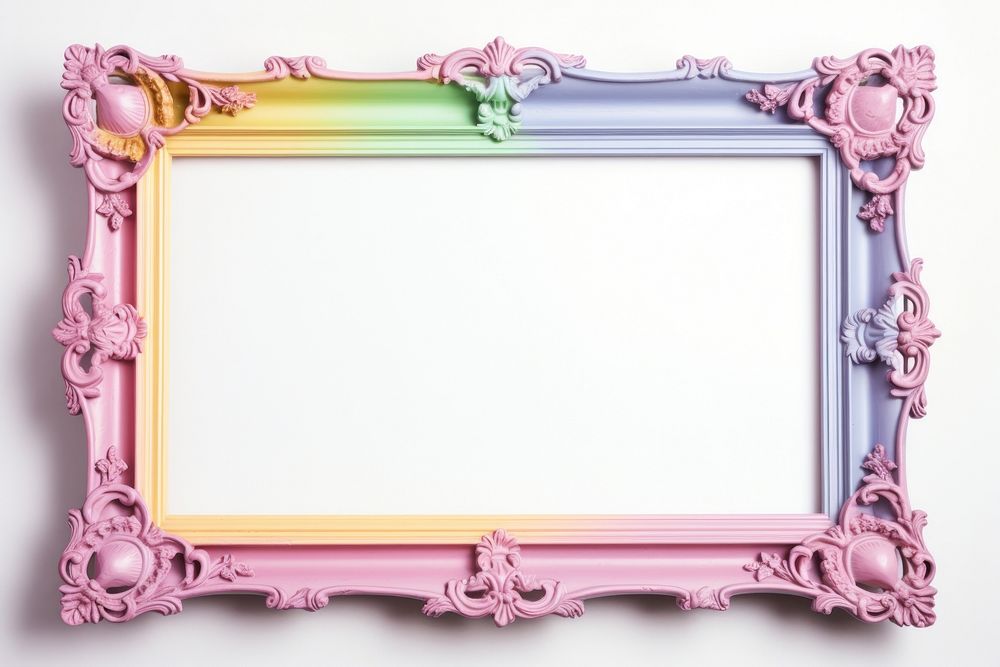 Rainbow rectangle frame white background.