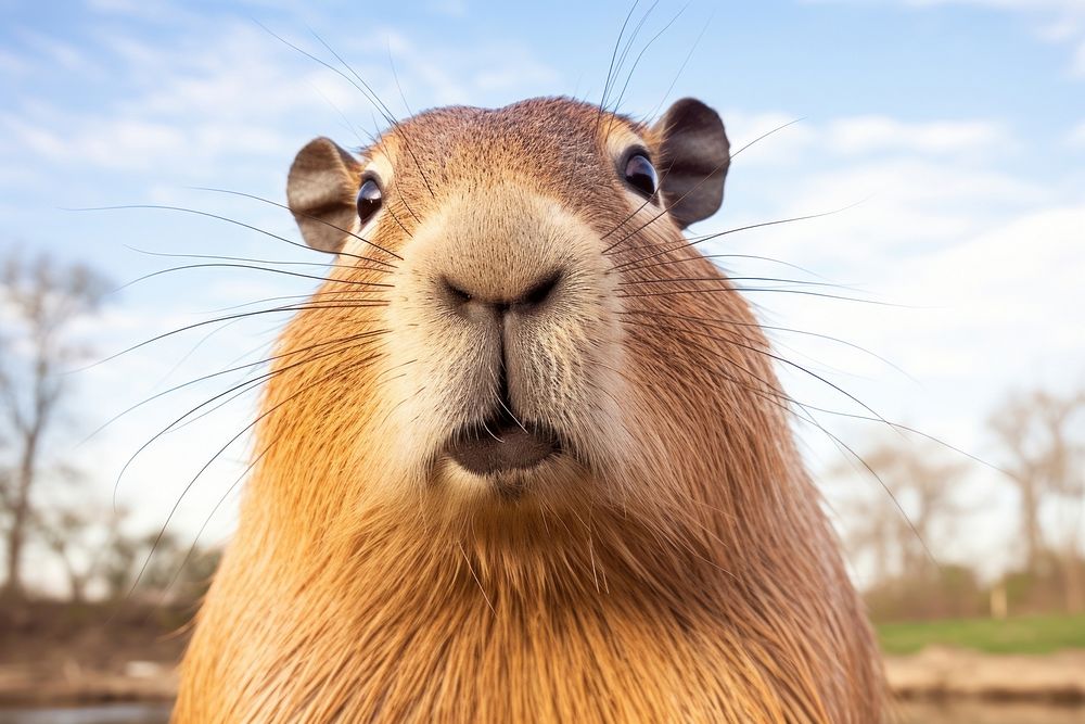 Confused capybara looking mammal animal.