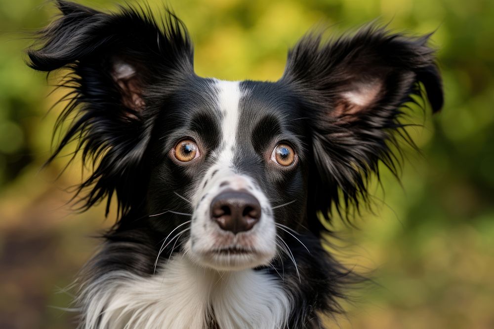 Confused dog papillon looking mammal.
