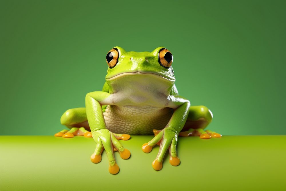 Frog looking confused amphibian wildlife reptile.