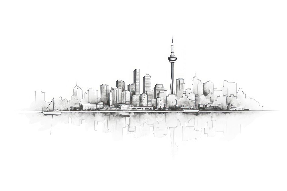 Blind contour drawing art of canada city sketch white background architecture.
