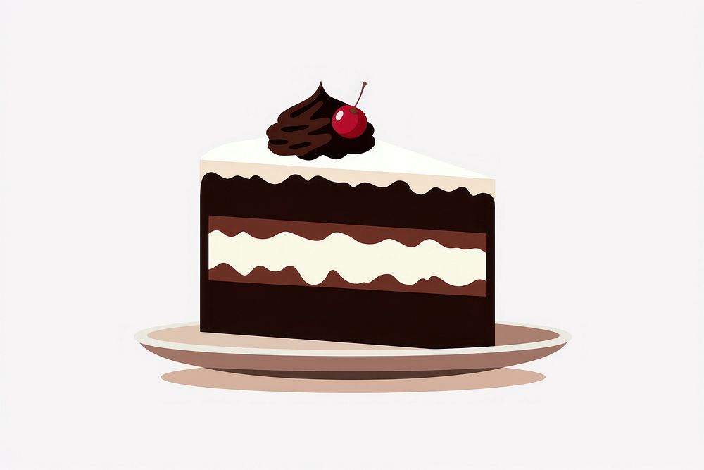 Flat shape of simplified silhouette cake dessert food sachertorte.