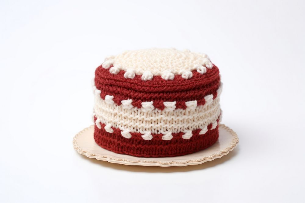 Knitted cute toy cake knitted dessert food.