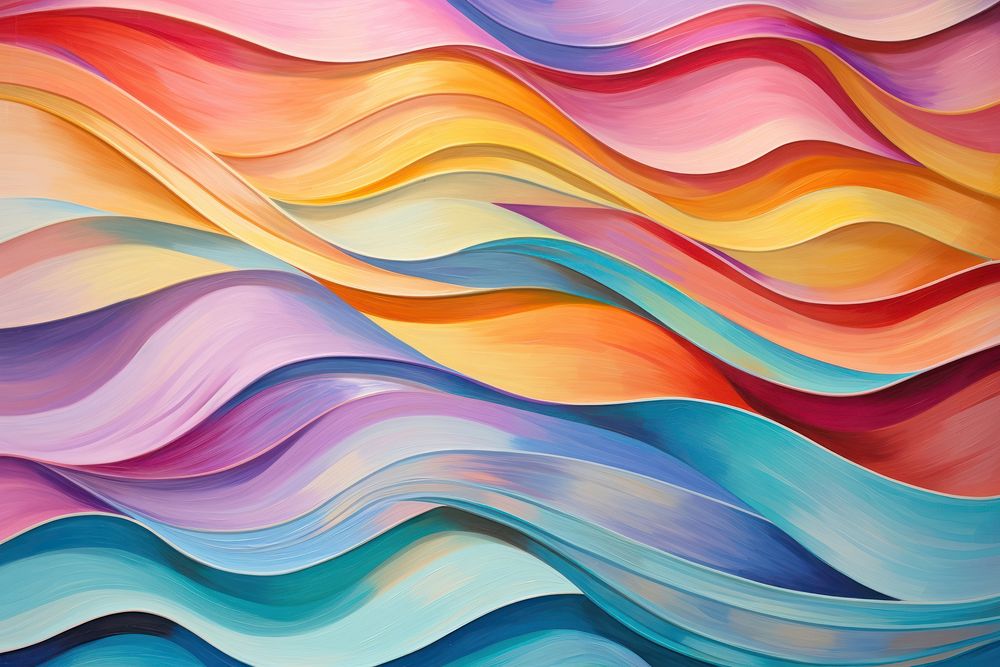 Multicolored wavy abstract stripes painted on background backgrounds painting pattern.