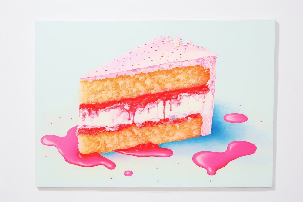 Simple abstract Risograph printing illustration minimal of a cake dessert food art.