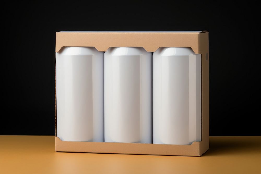 Blank six beer can paper pack box cylinder container.