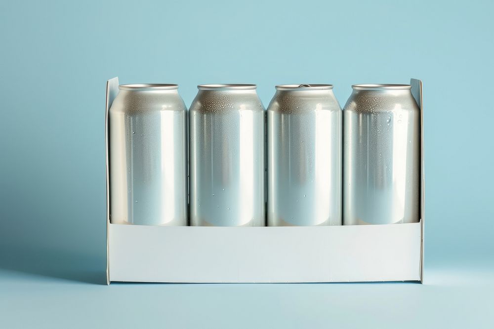 Blank six beer can paper pack refreshment container drinkware.