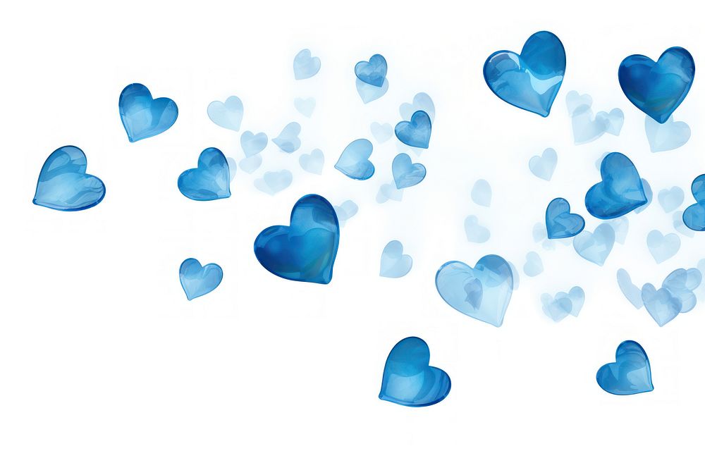 Blue hearts backgrounds petal white background.