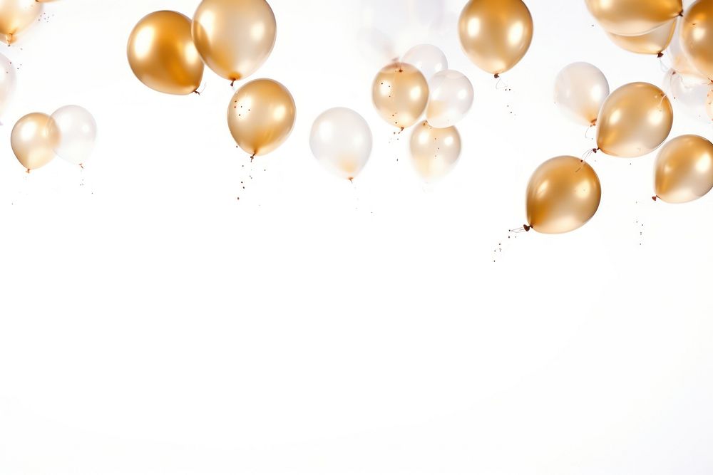 Gold balloons backgrounds white background celebration.