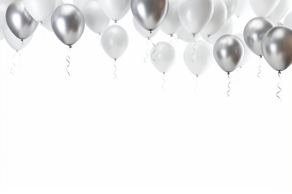 Silver balloons backgrounds white background celebration.