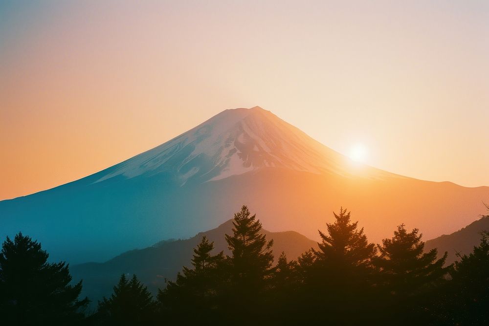 Fuji mountain landscape sunlight outdoors.