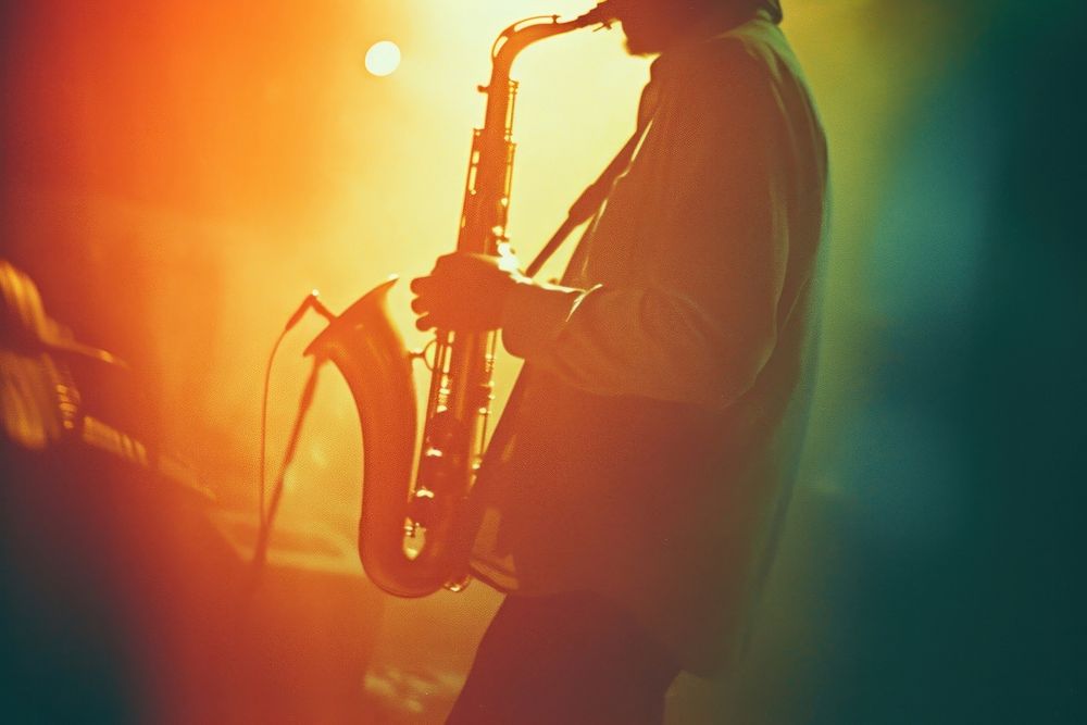 Musician playing saxophone concert adult entertainment.