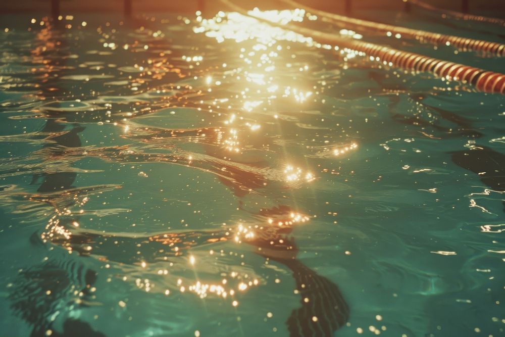 Swimming competition light outdoors illuminated.
