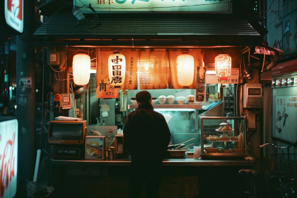 Ramen stall in japan light adult city.