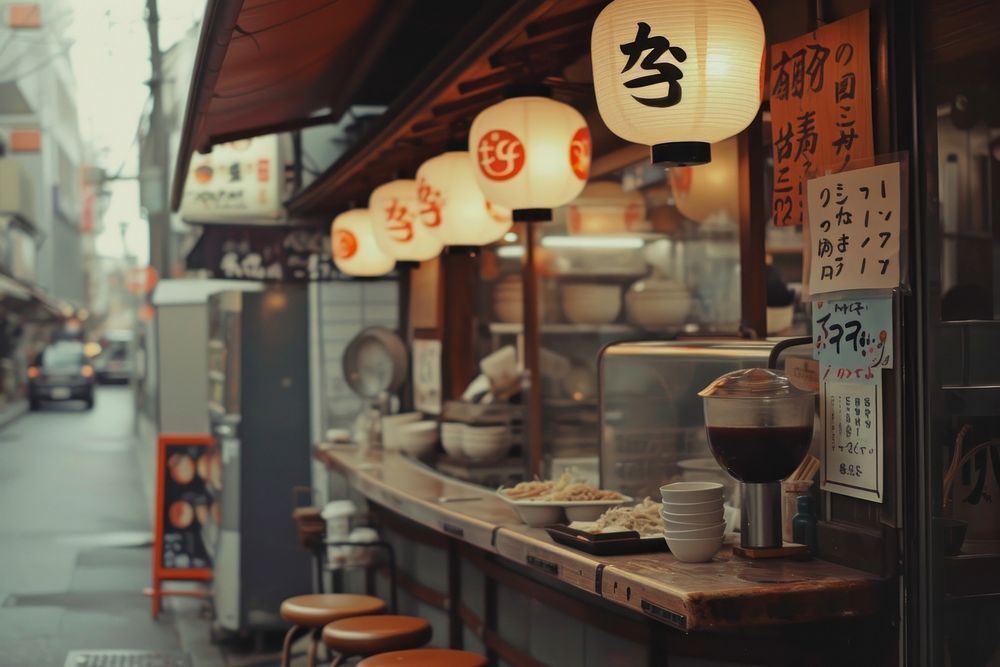 Ramen stall in japan restaurant street city.