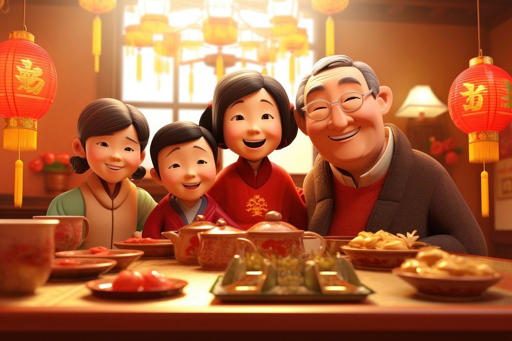 Uhd photo of chinese family enjoy chinese new year adult food togetherness.