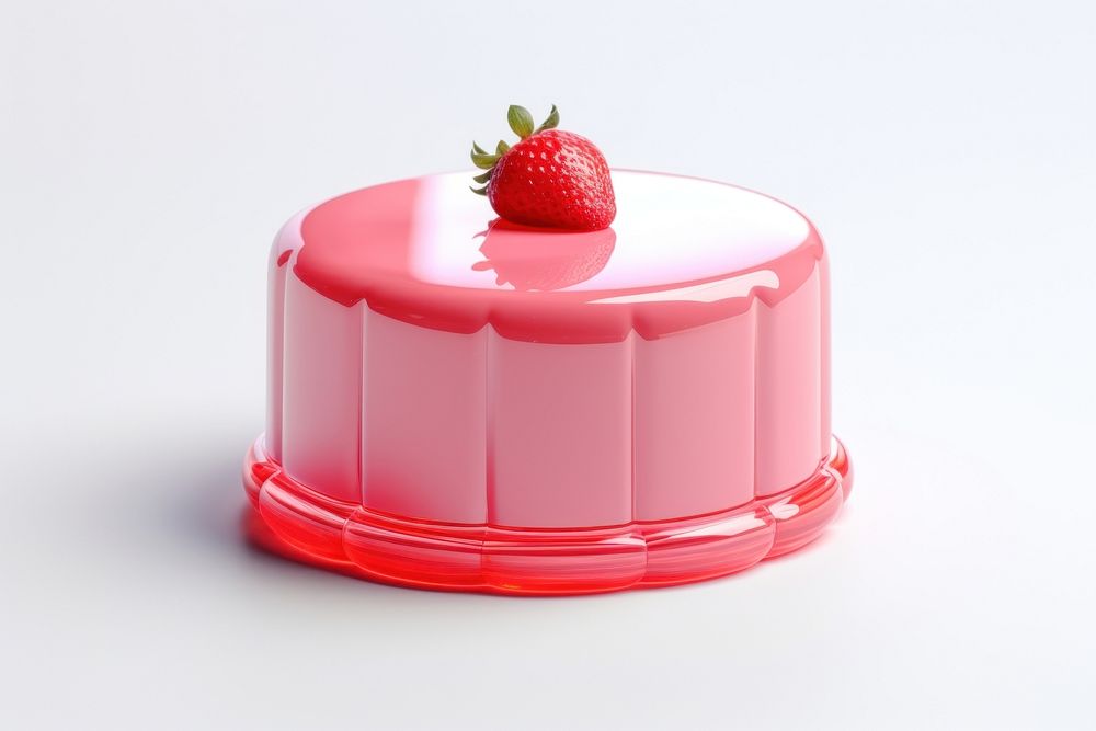 A pice of strawberry cake dessert fruit food.
