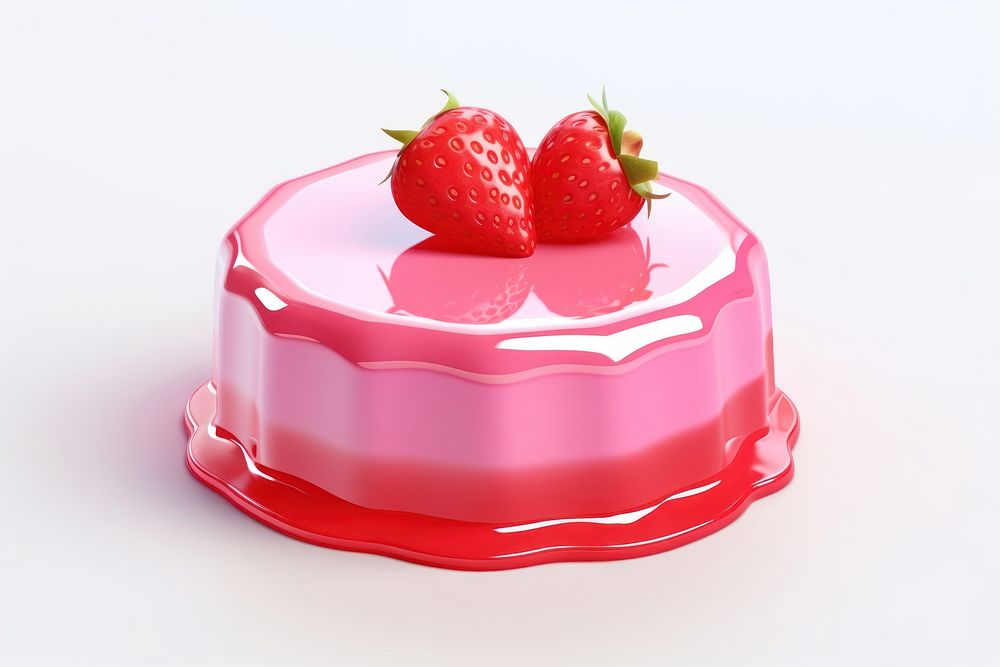 A pice of strawberry cake dessert fruit food.