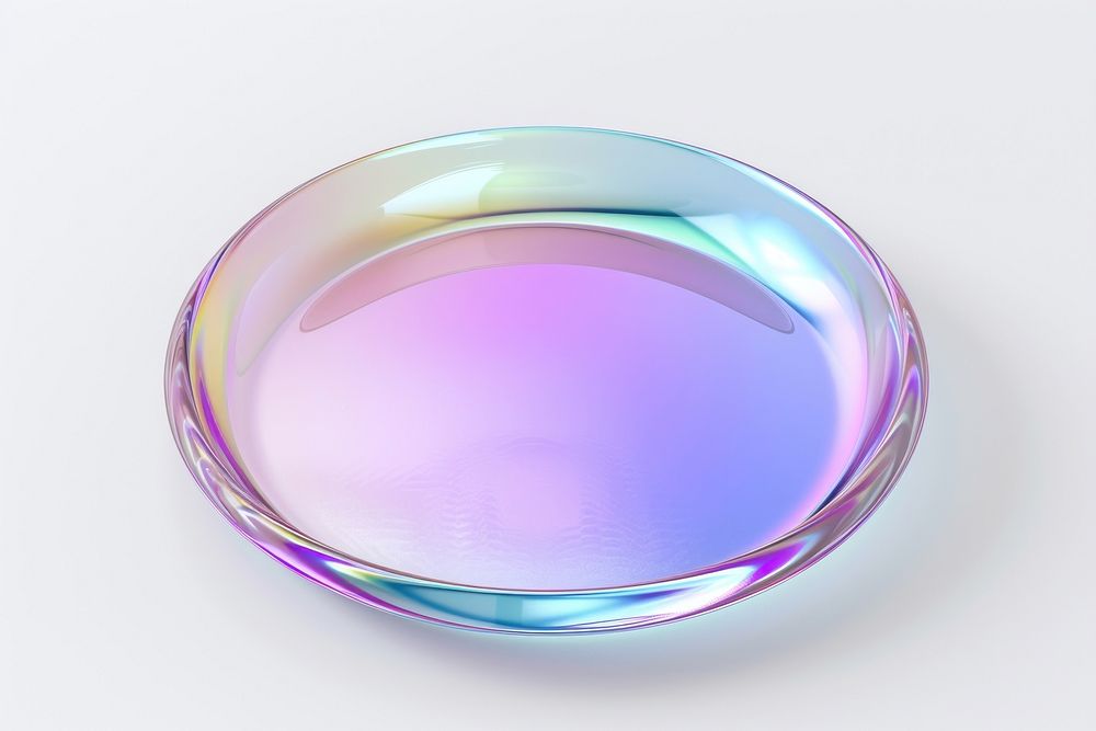 Plate sphere glass white background.