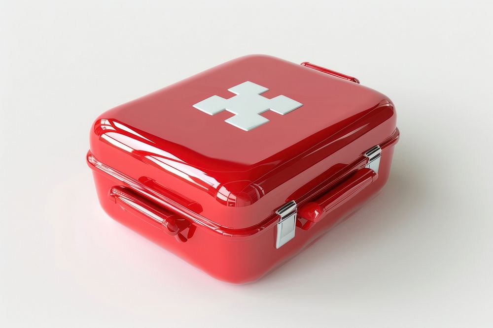 Red first aid kit furniture medicine cabinet.