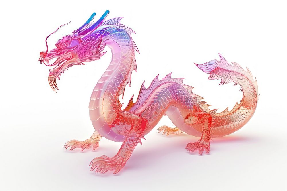 Simple Chinese dragon icon animal white background representation.
