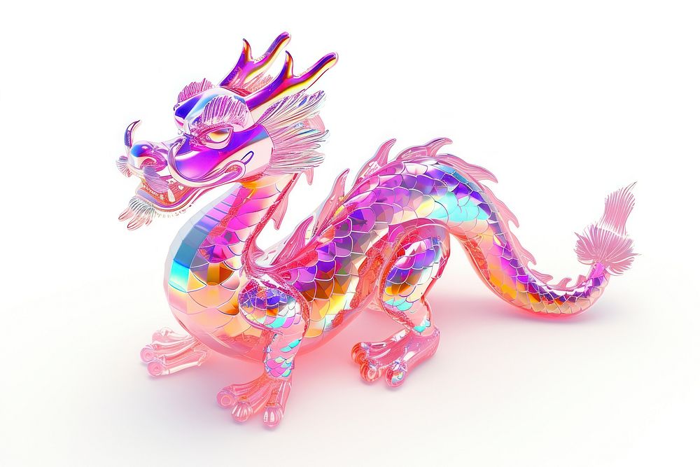 Simple cute chinese dragon icon white background representation celebration.