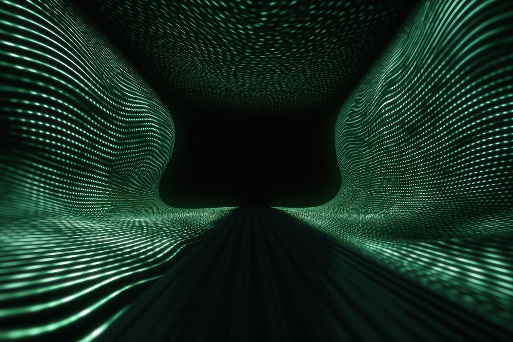 Light and dark green noise backgrounds tunnel illuminated.