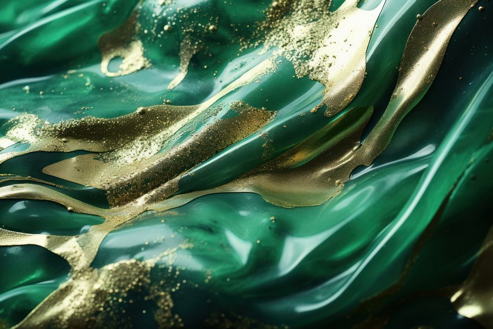 Polish liquid texture green gold silk.