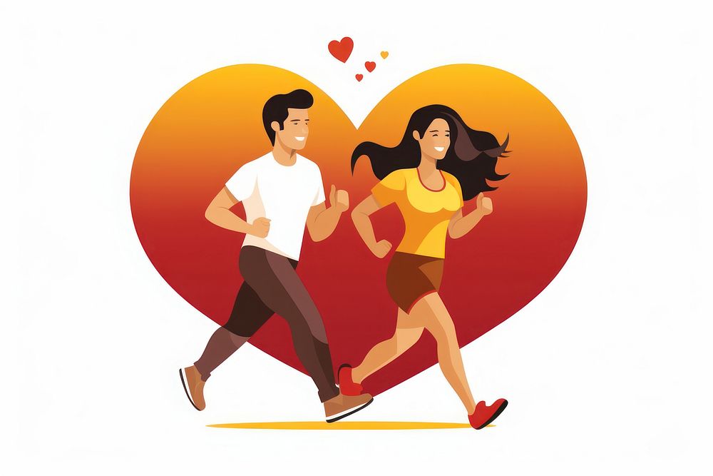 Running adult heart togetherness.