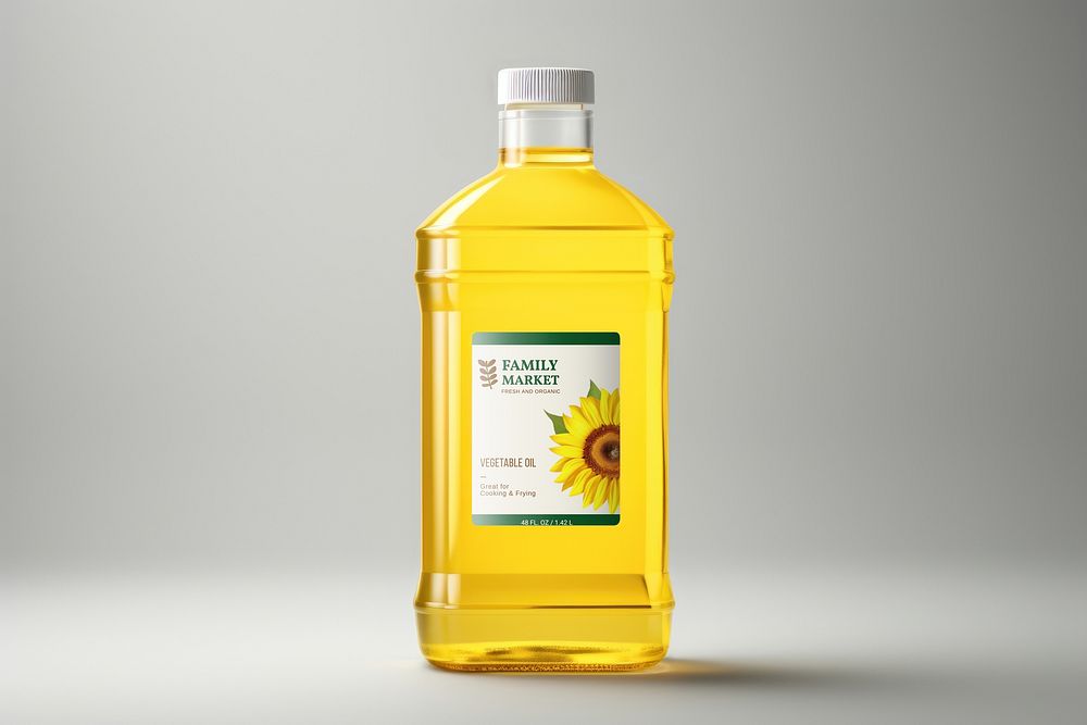 Vegetable oil bottle label mockup psd