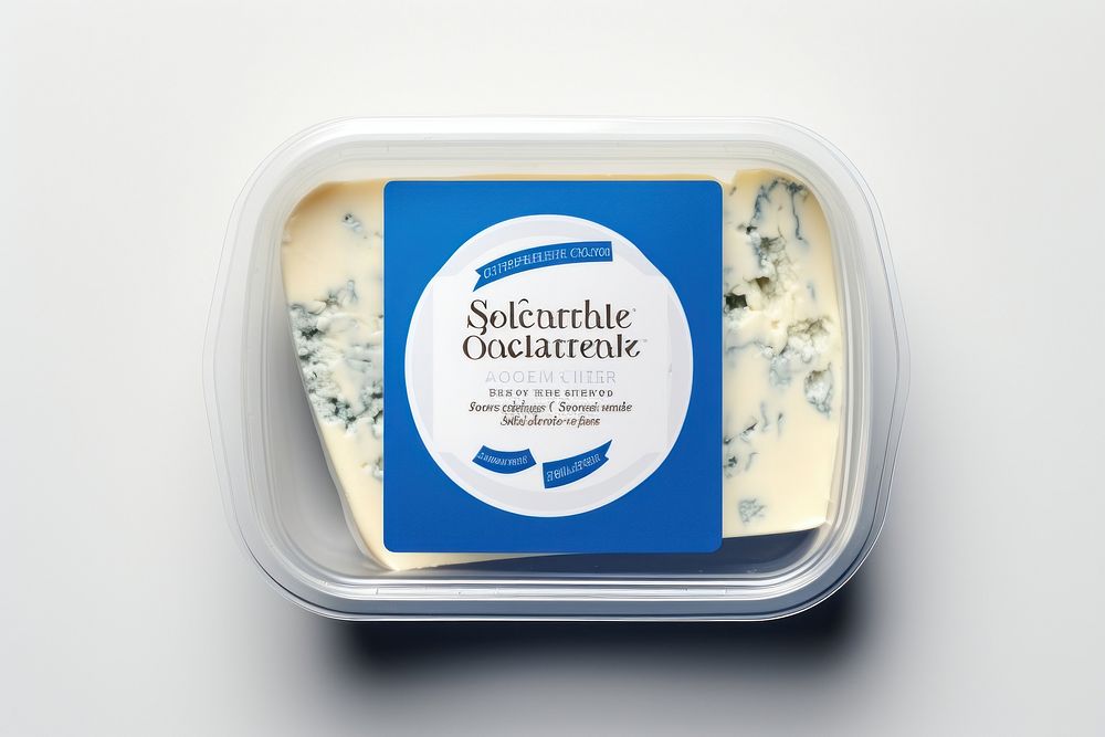 Blue Cheese packaging label  cheese food text.