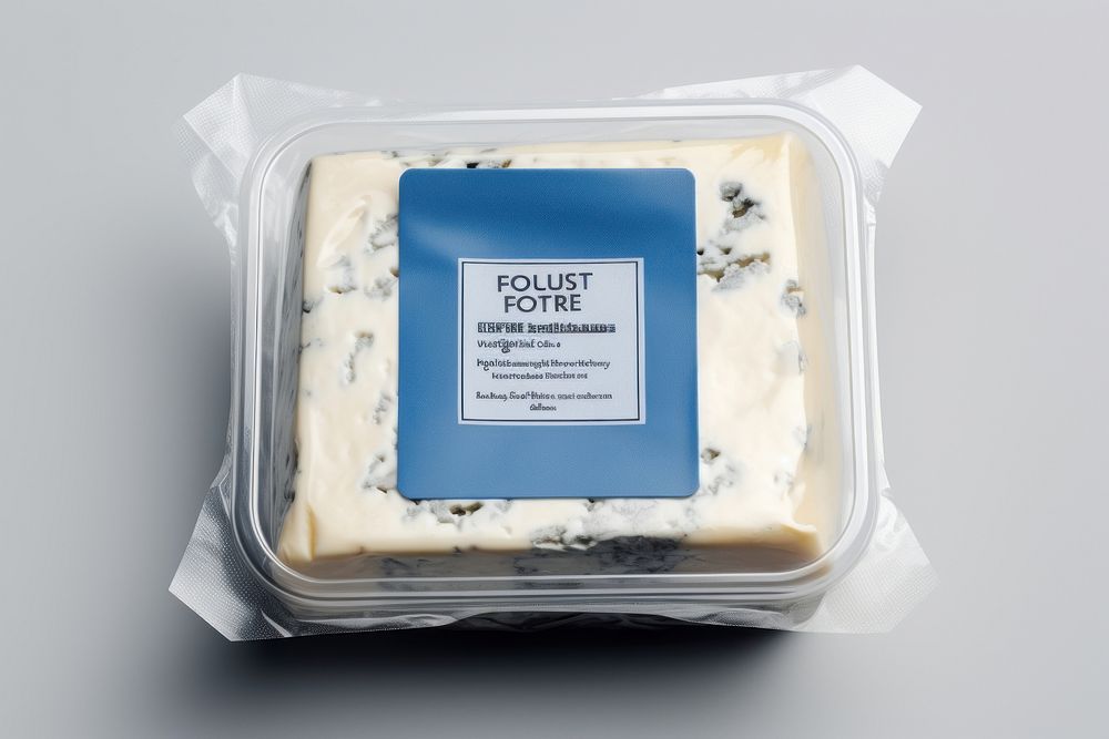 Blue Cheese packaging label  cheese food text.