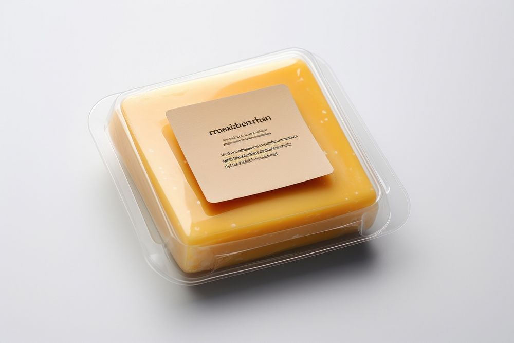 Gouda cheese packaging label  text studio shot still life.