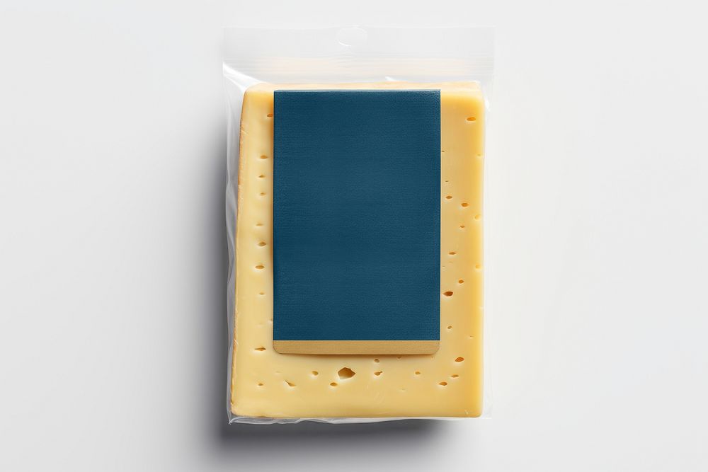 Cheese packaging with blank blue label
