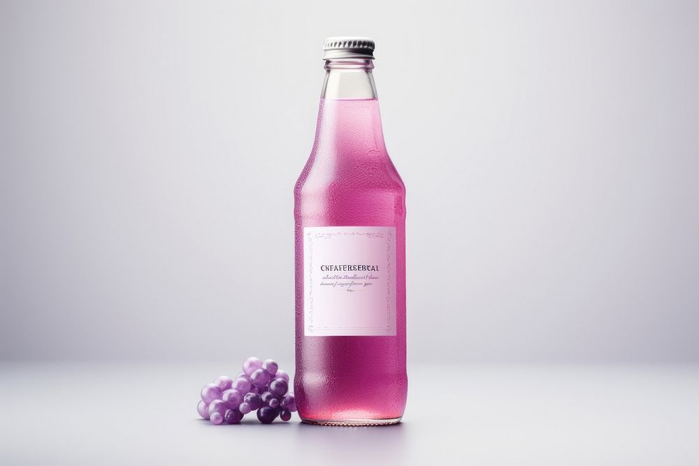 Soda grape bottle packaging label  grapes drink refreshment.