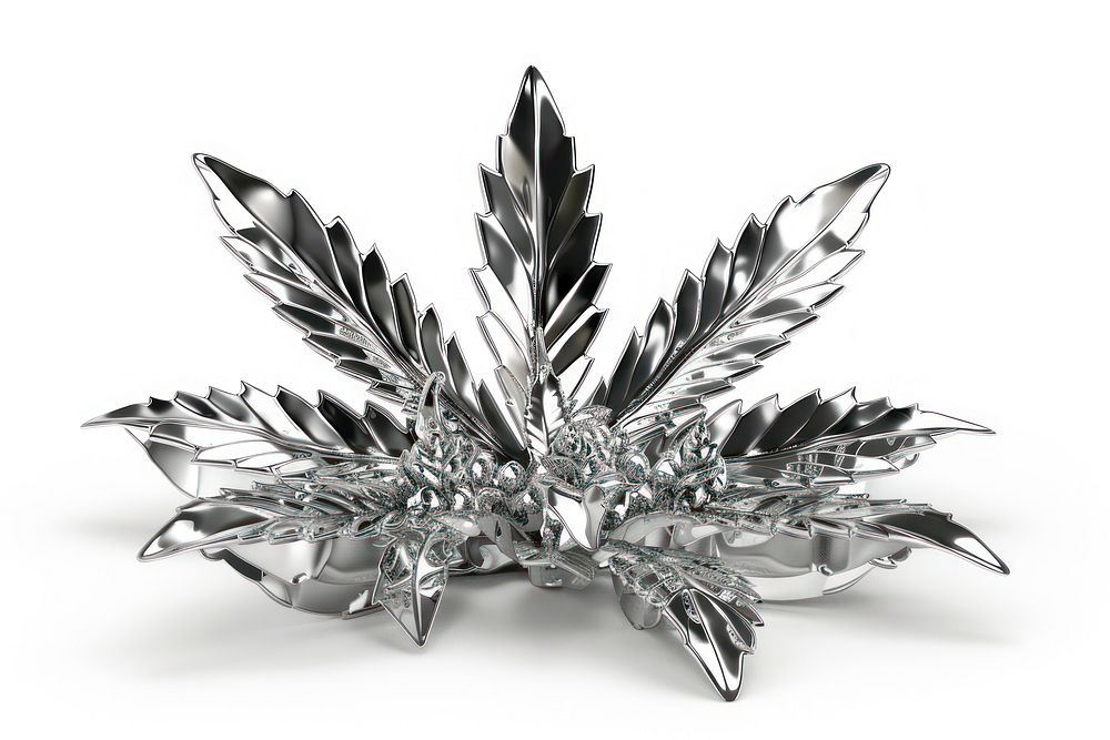 Cannabis jewelry brooch white background.